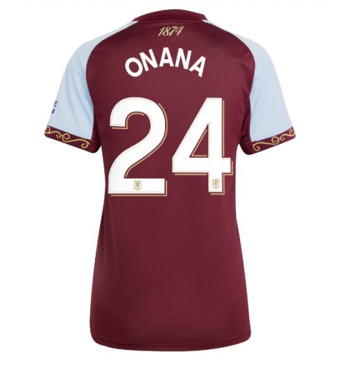 Aston Villa Amadou Onana #24 Domácí Dres pro Dámské 2025-26 Krátký Rukáv Aston Villa Amadou Onana #24 Domácí Dres pro Dámské 2025-26 Krátký Rukáv